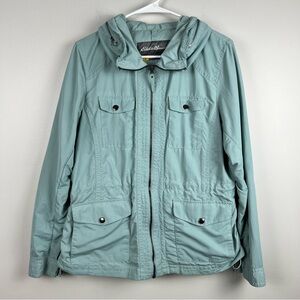 Beautiful Eddie Bauer Travex Trench Jacket with hidden hood, Size Medium